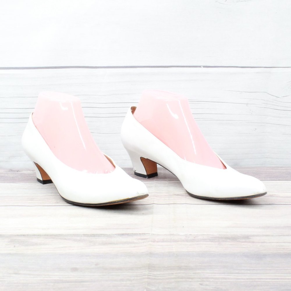 Vtg! Salvatore Ferragamo White Leather Dress Heel Pump Shoes Size 9 AA - Picture 3 of 6